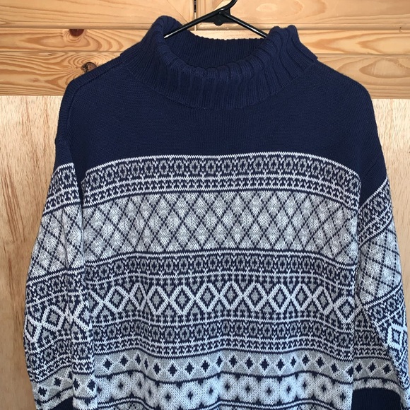 Crown & Ivy navy/gray/white roll neck eyelash print sweater dress size M - Picture 3 of 5